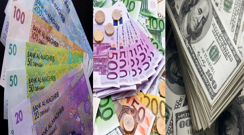 dirham-14 ارتفاع الدرهم مقابل الدولار وانخفاضه مقابل الأورو في شتنبر